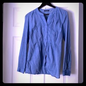 Chambray no collar button down shirt